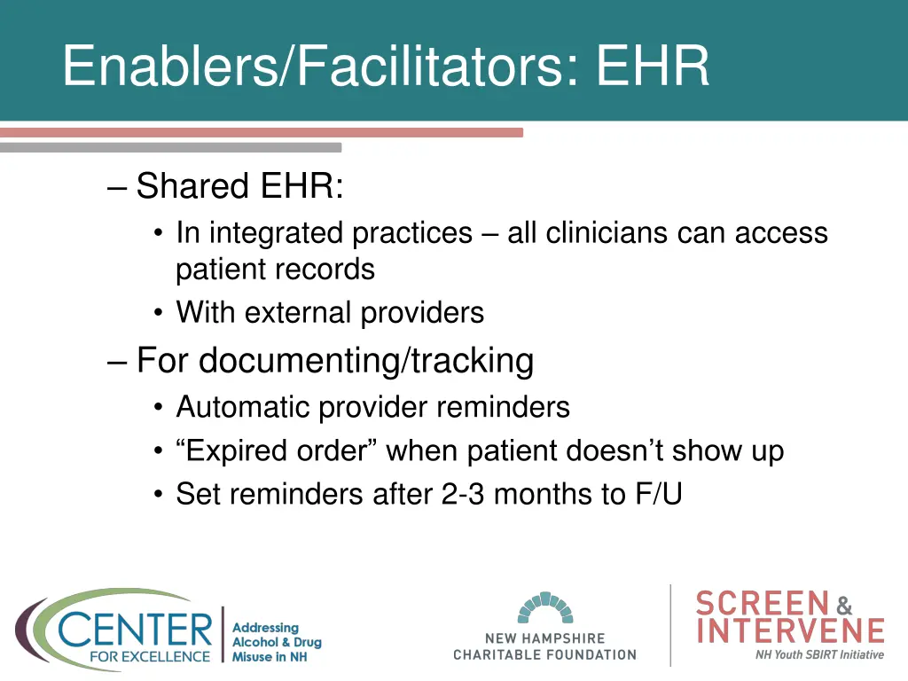 enablers facilitators ehr