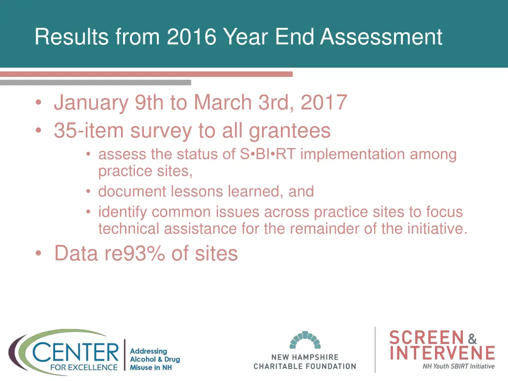 results from 2016 year end assessment