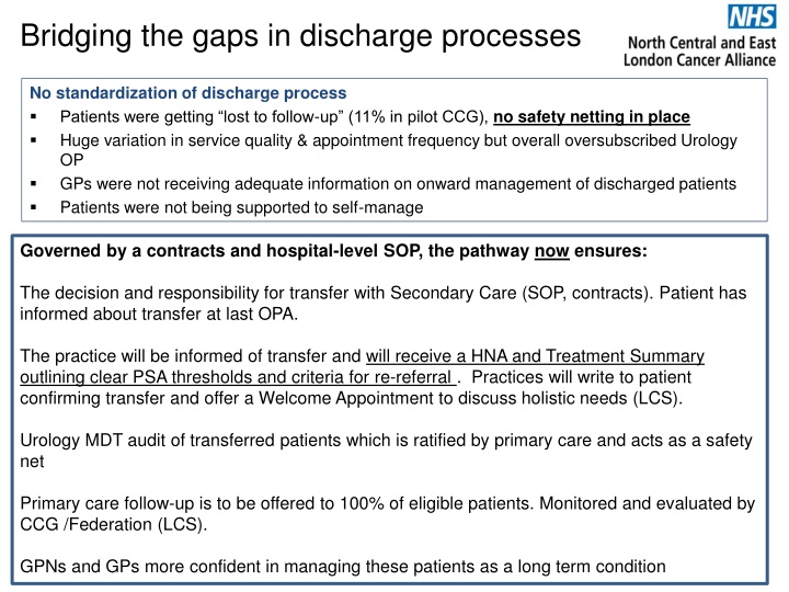 bridging the gaps in discharge processes