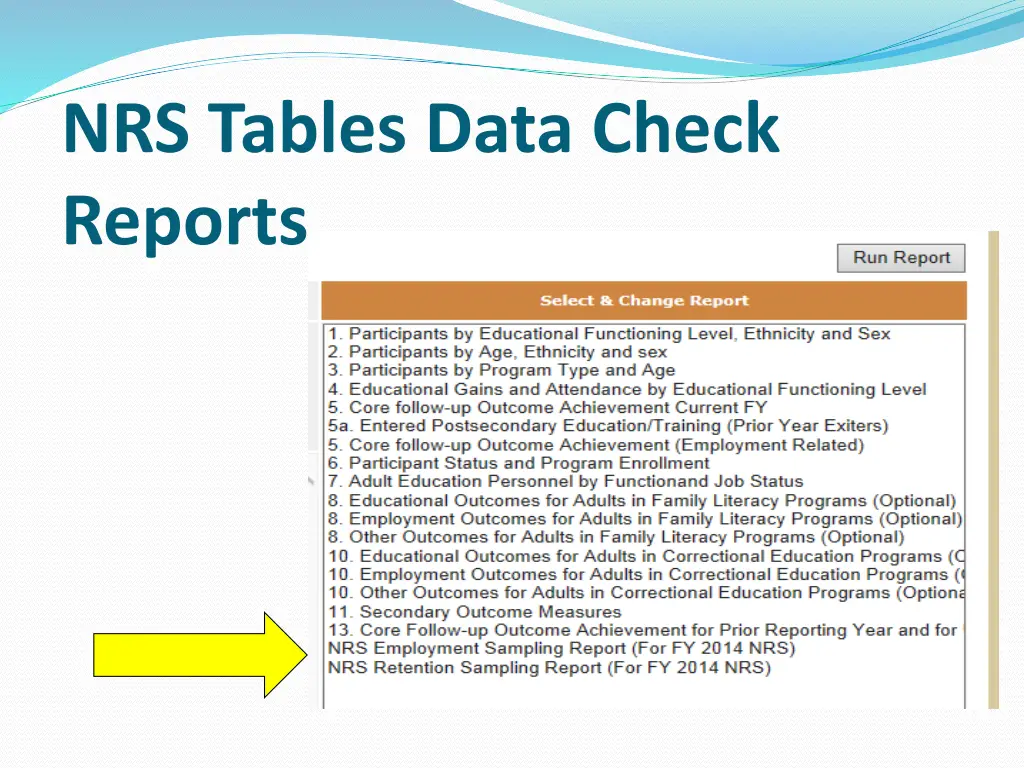 nrs tables data check reports 1