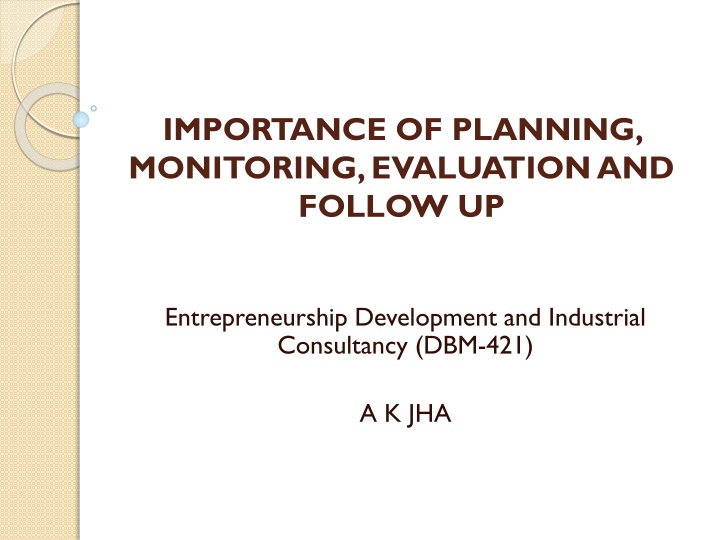 importance of planning monitoring evaluation