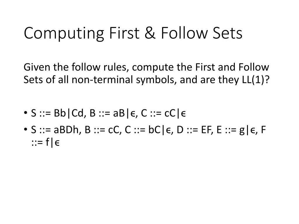 computing first follow sets 8