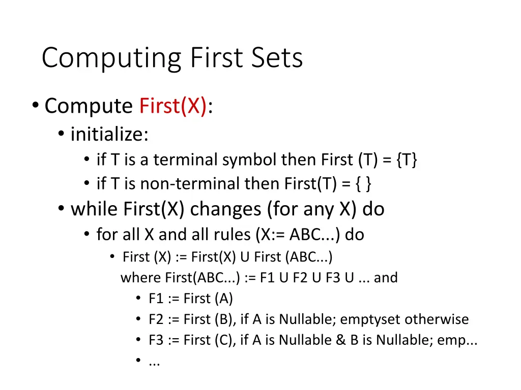 computing first sets