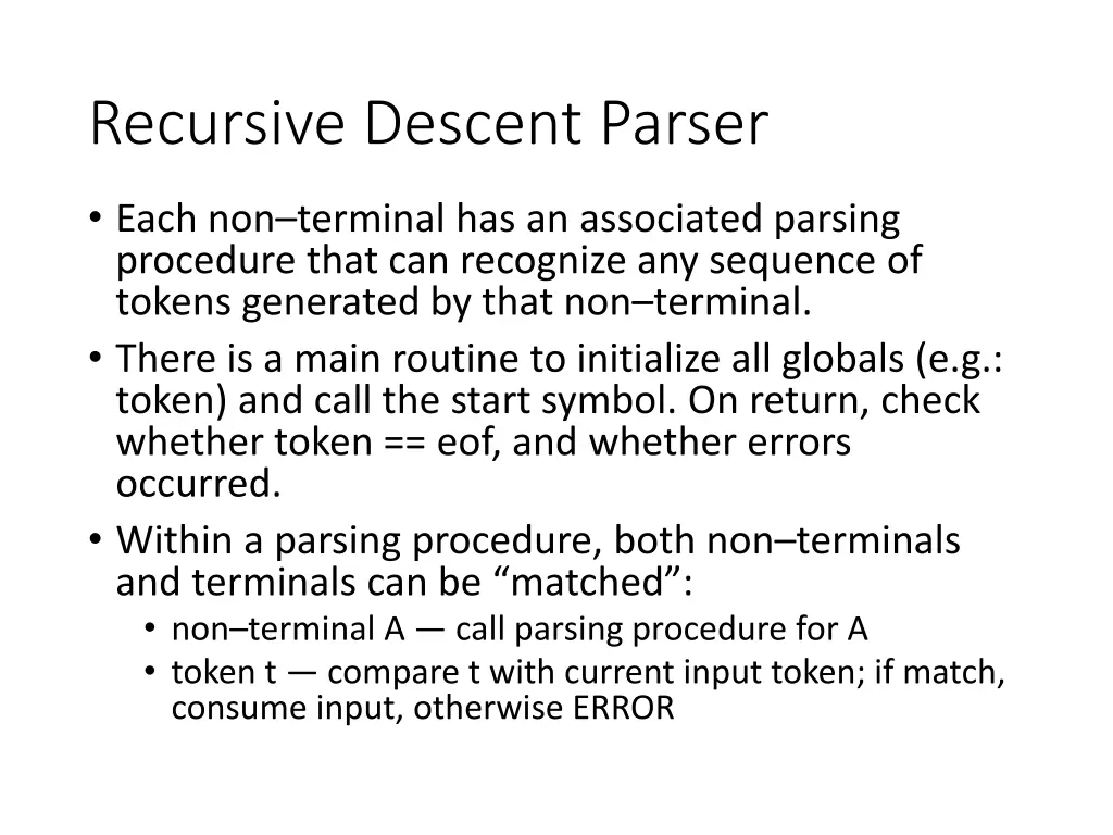 recursive descent parser