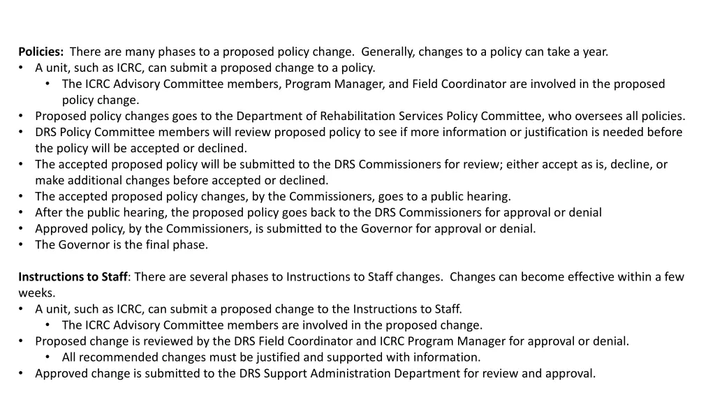 policies there are many phases to a proposed