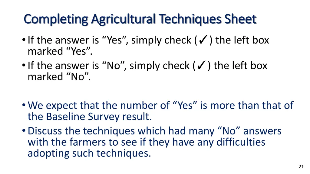 completing agricultural techniques sheet 1