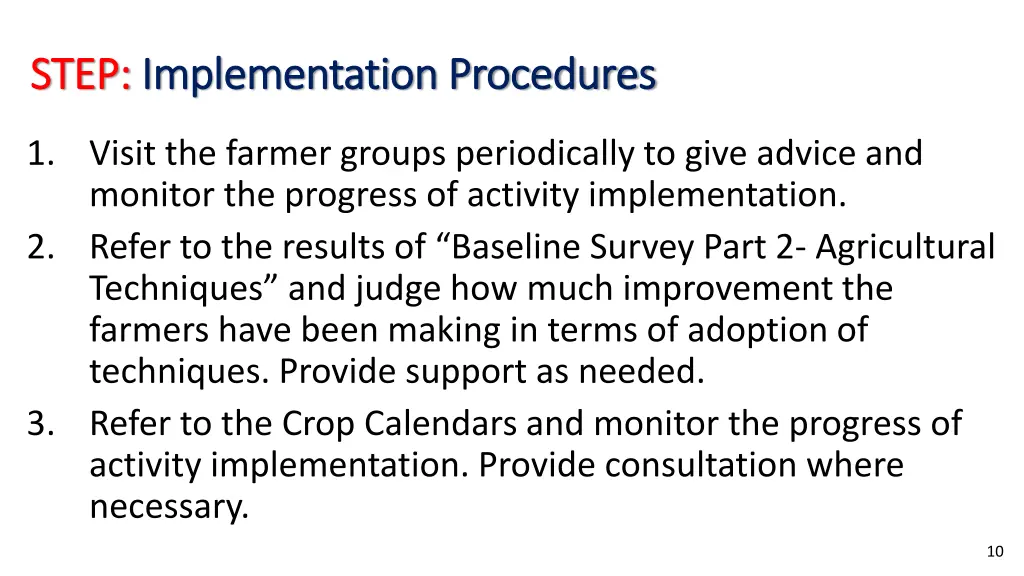 step step implementation procedures