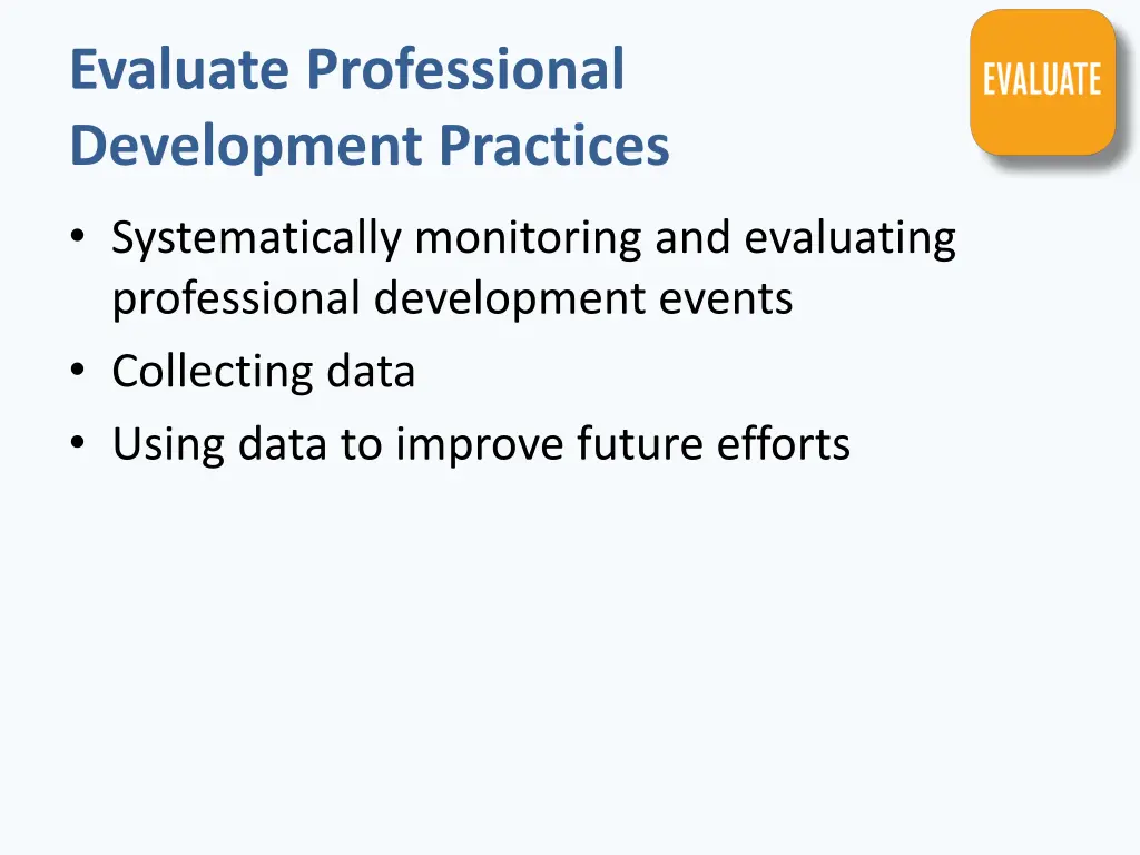 evaluate professional development practices