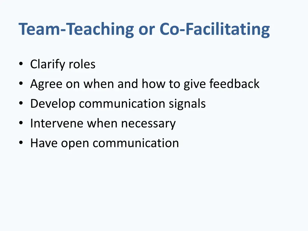 team teaching or co facilitating