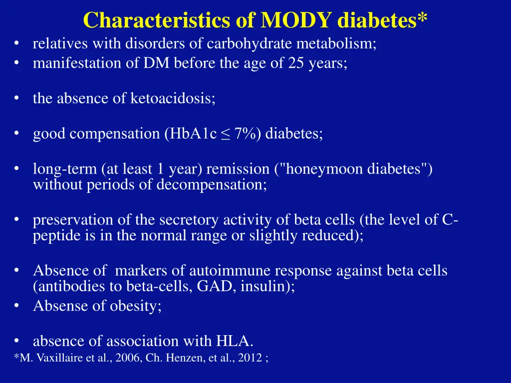 characteristics of mody diabetes relatives with