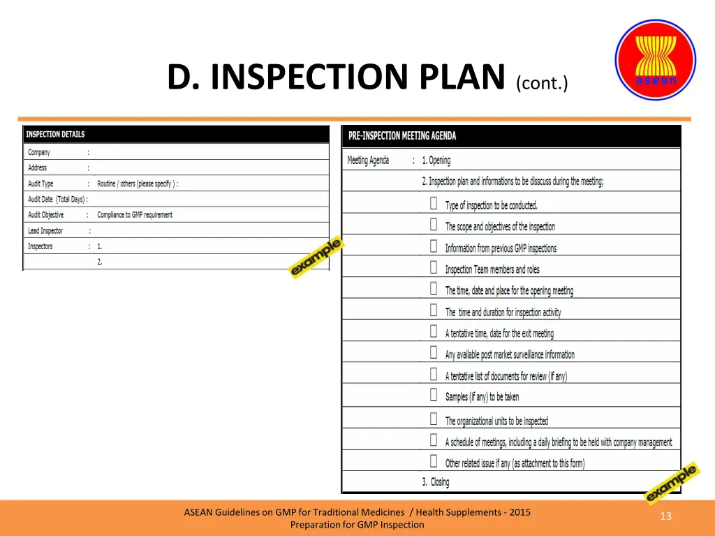 d inspection plan cont 2