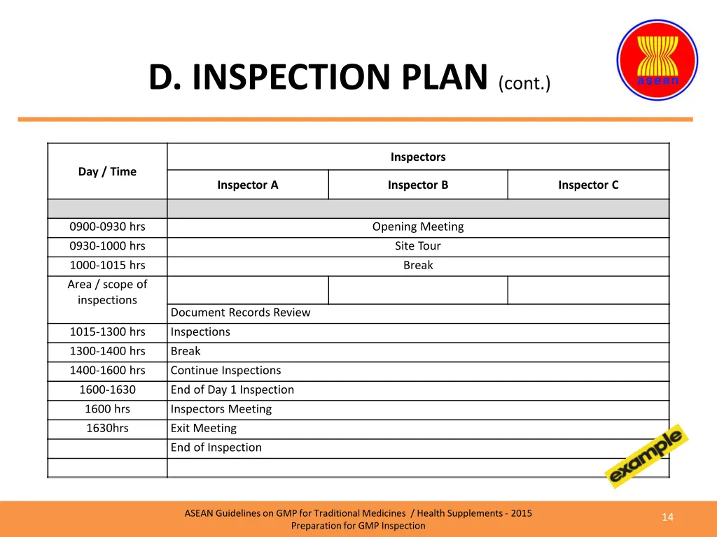 d inspection plan cont 3