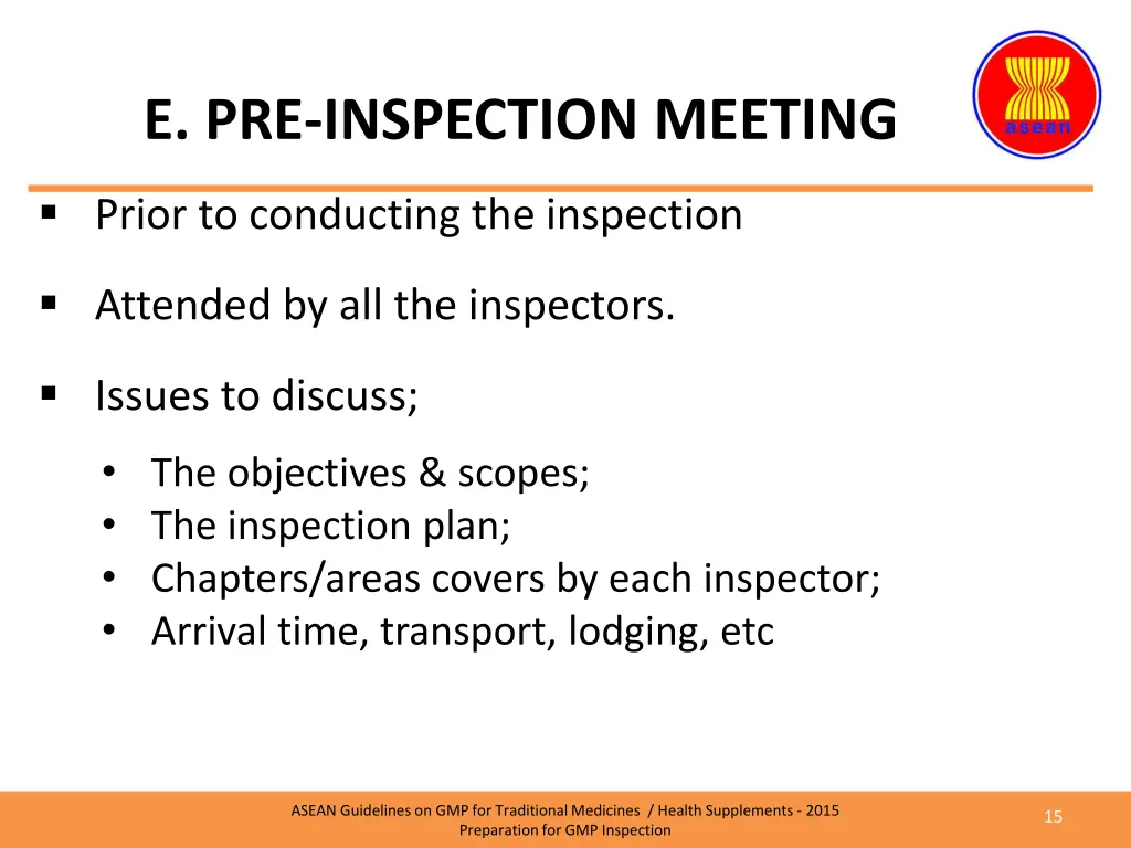 e pre inspection meeting