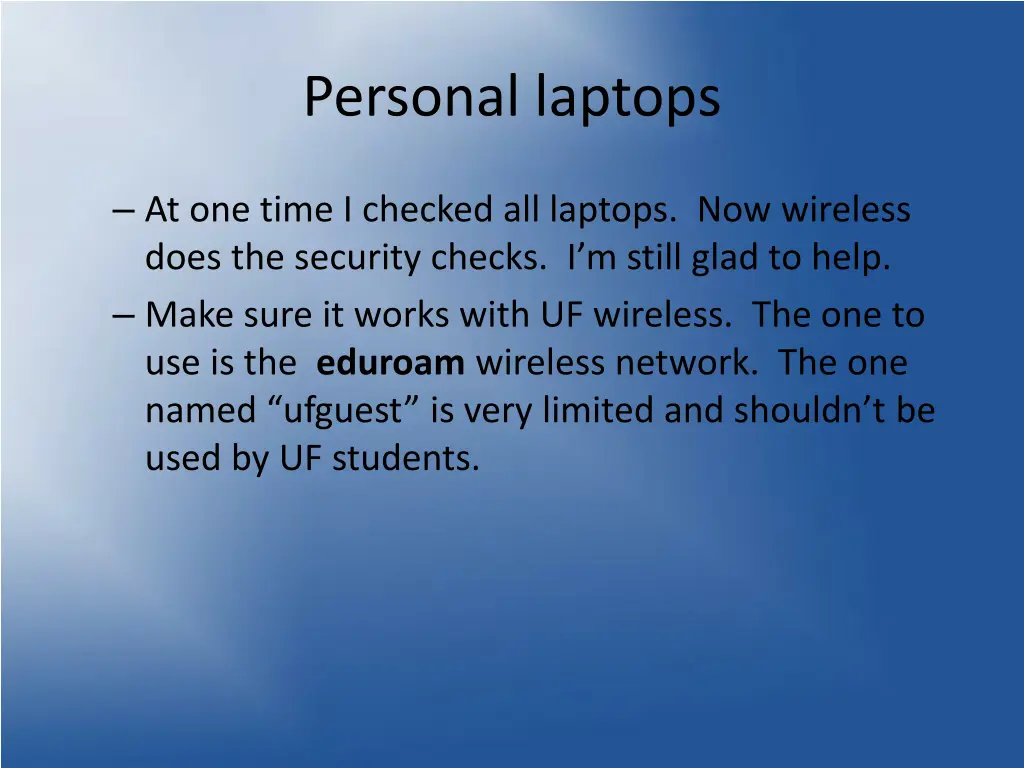 personal laptops