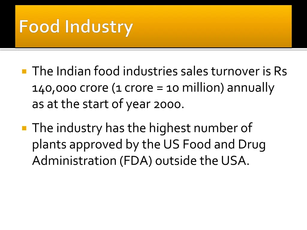 the indian food industries sales turnover