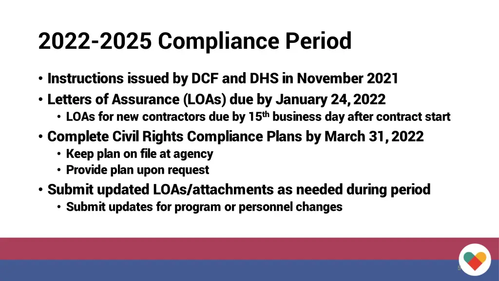 2022 2025 compliance period