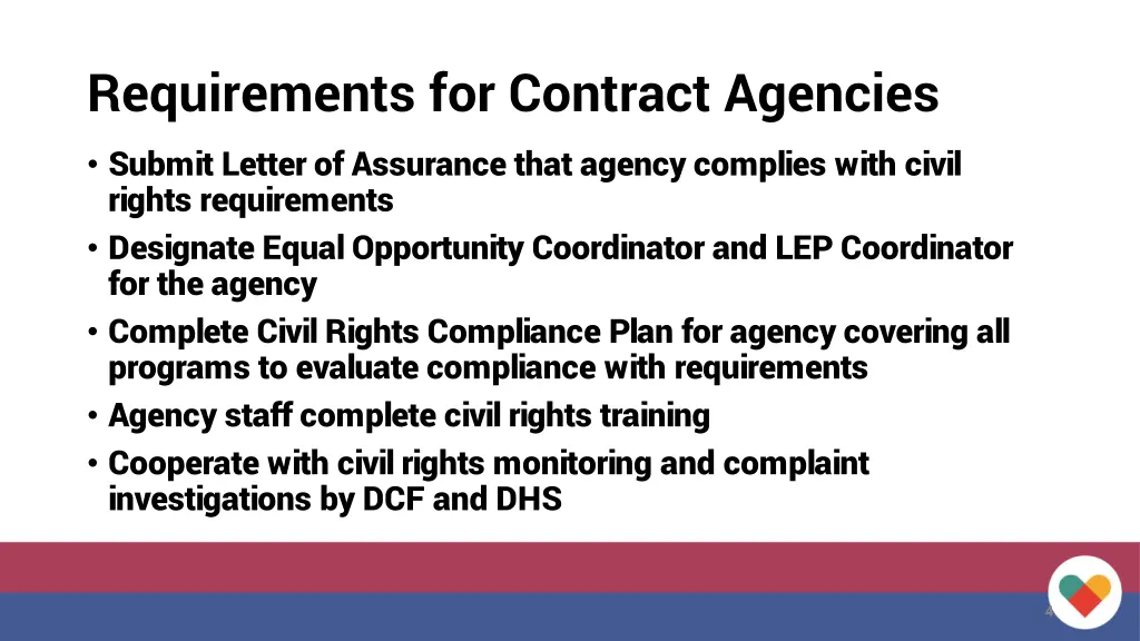 requirements for contract agencies submit letter