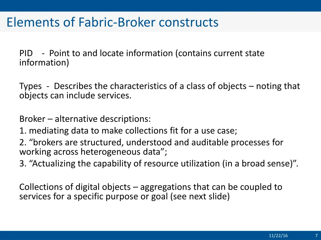 elements of fabric broker constructs