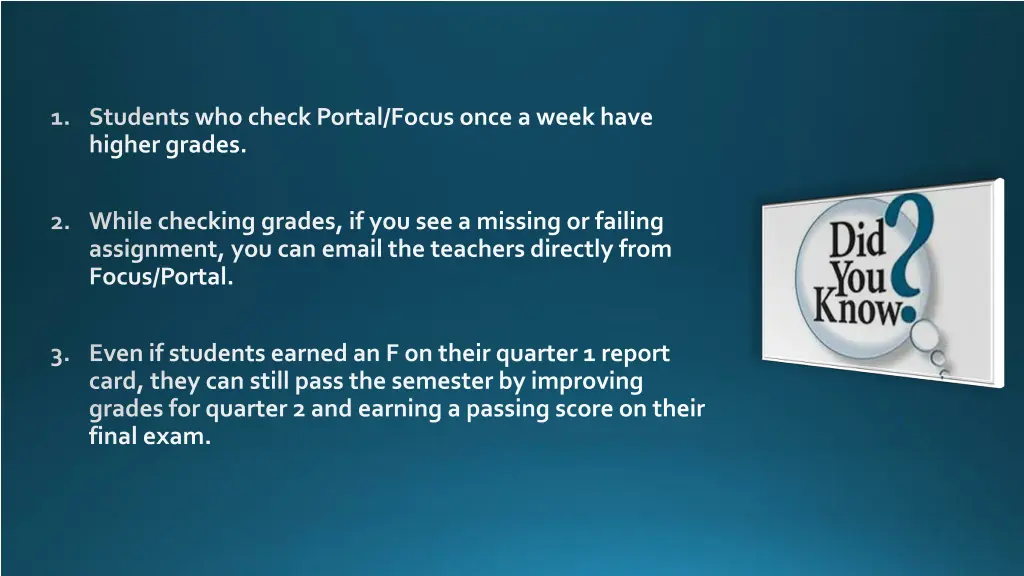 students who check portal focus once a week have