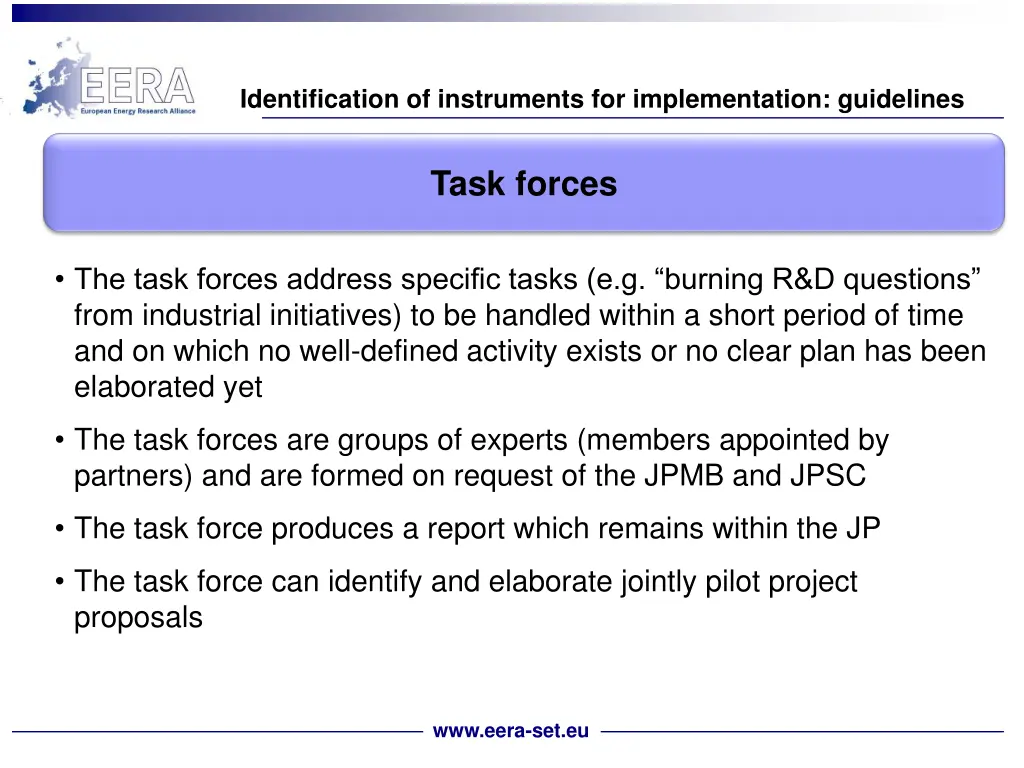 identification of instruments for implementation 2