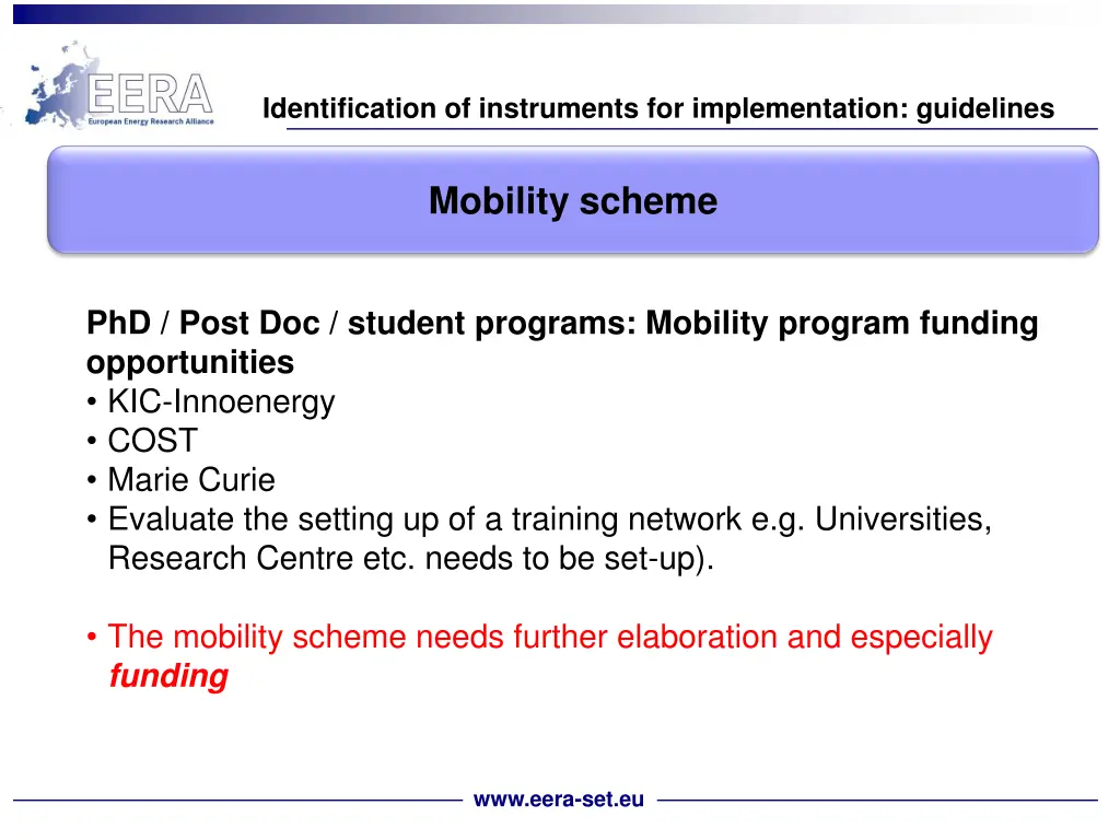 identification of instruments for implementation 3