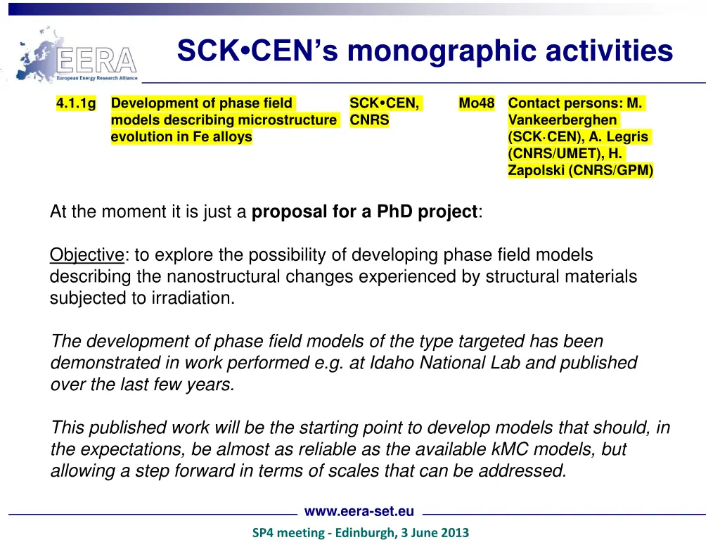 sck cen s monographic activities