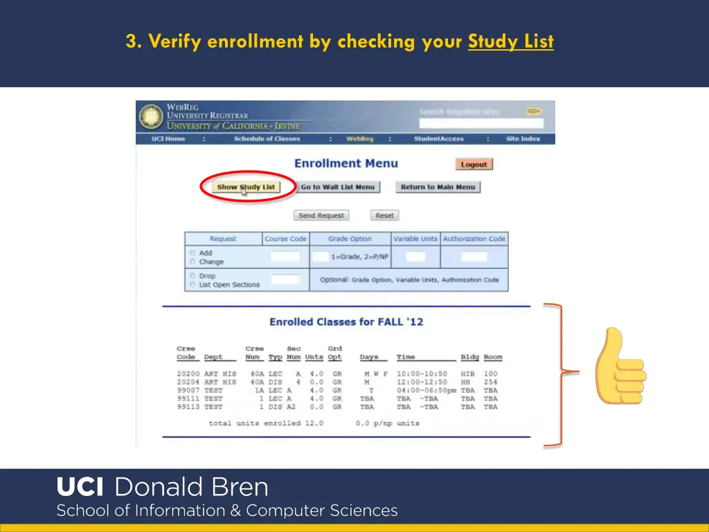 3 verify enrollment by checking your study list