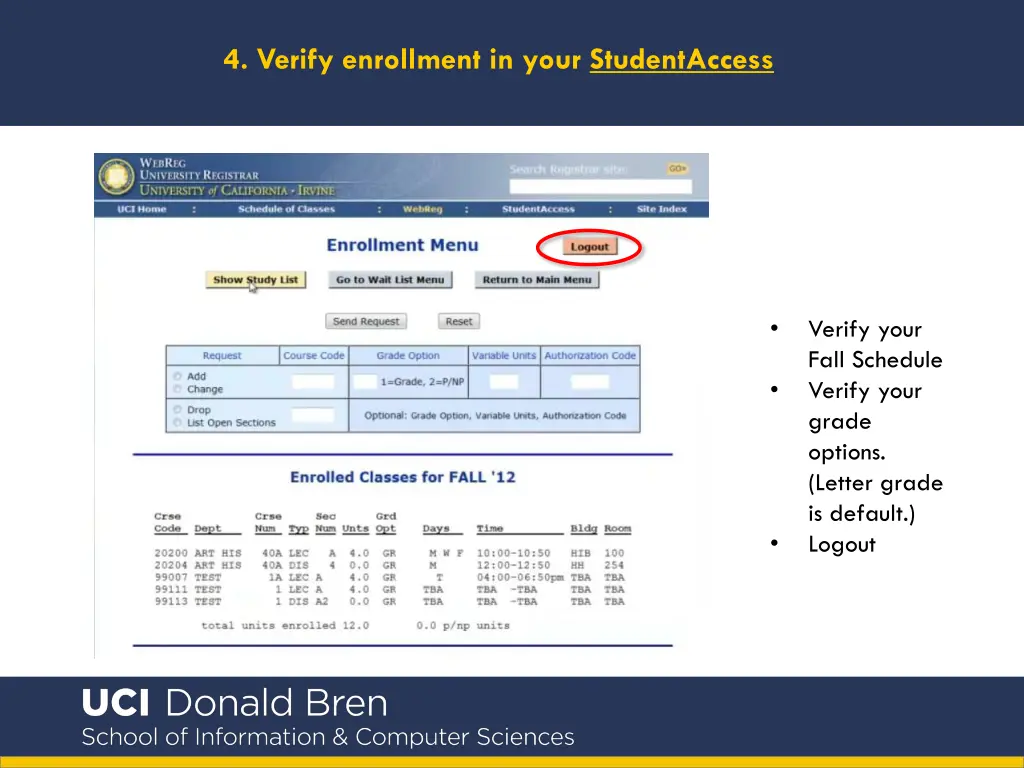 4 verify enrollment in your studentaccess