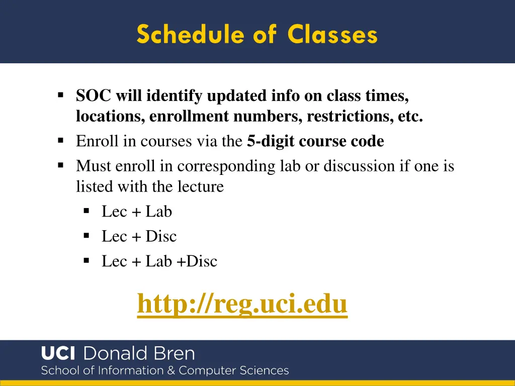 schedule of classes