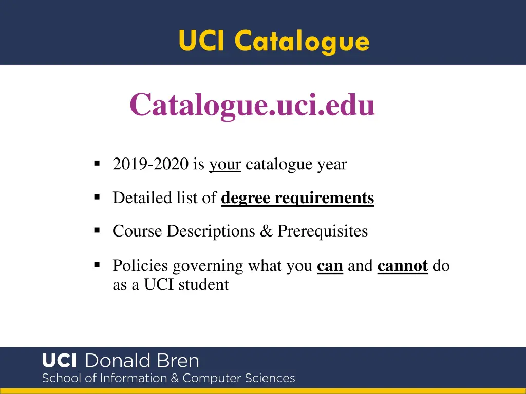 uci catalogue