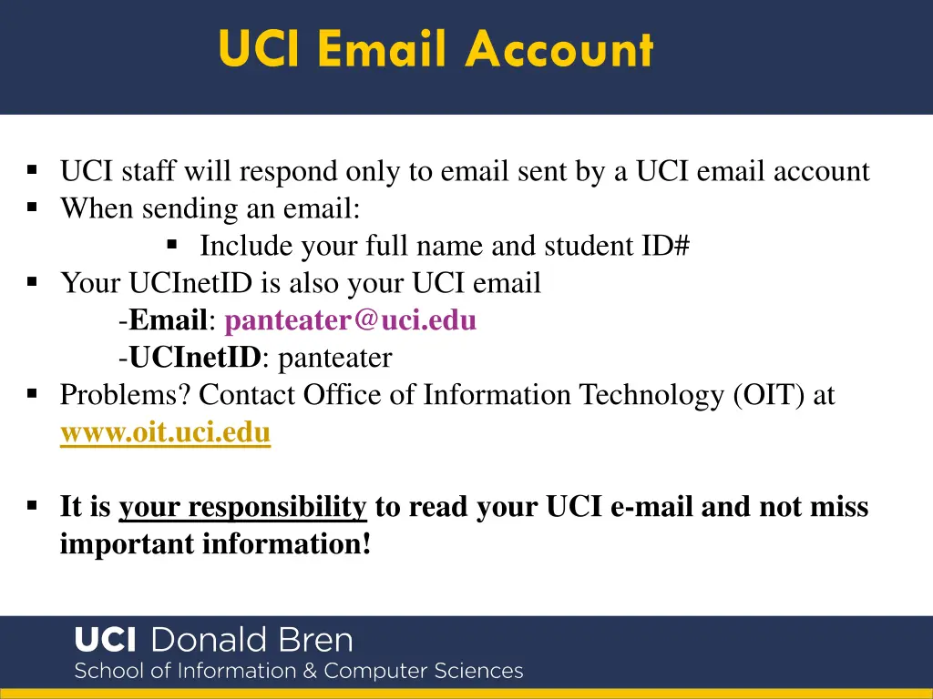 uci email account