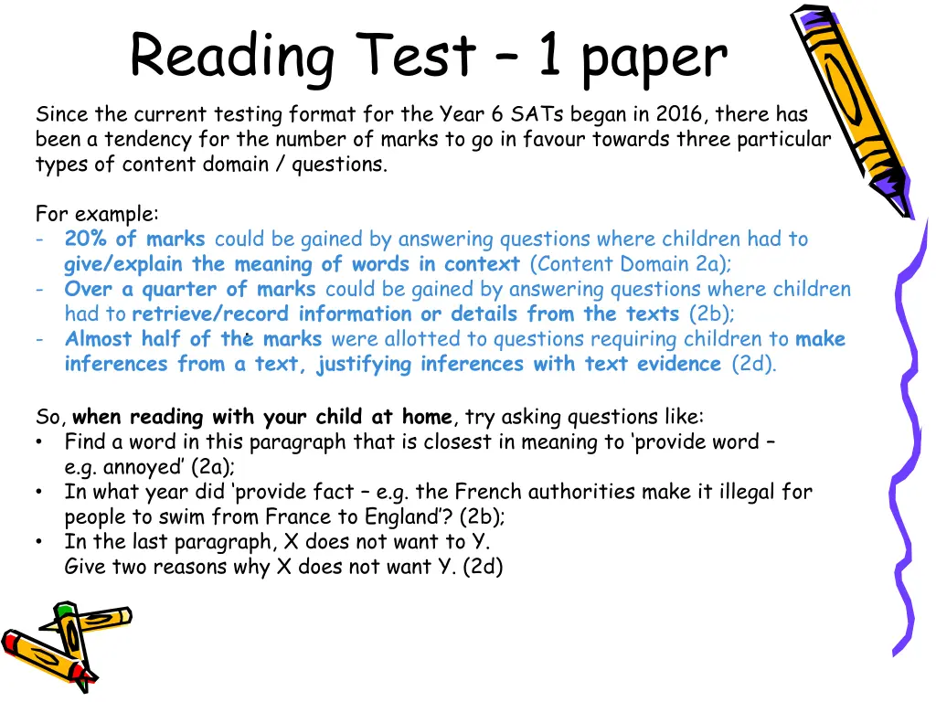 reading test 1 paper since the current testing