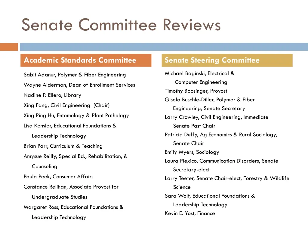 senate committee reviews