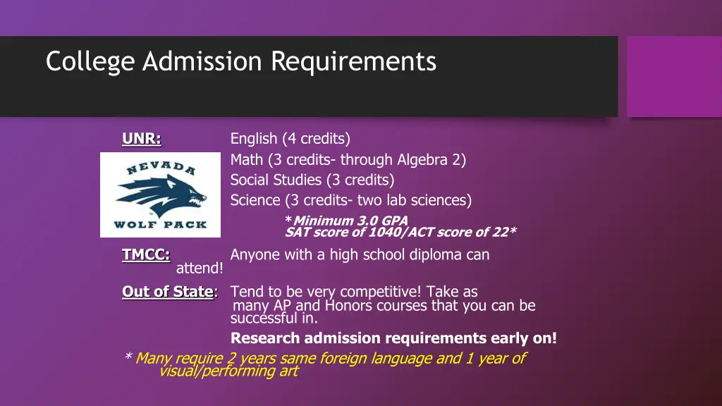 college admission requirements