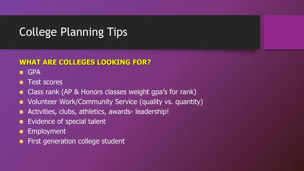 college planning tips