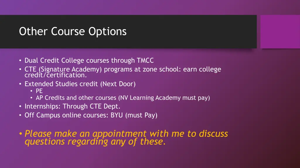 other course options