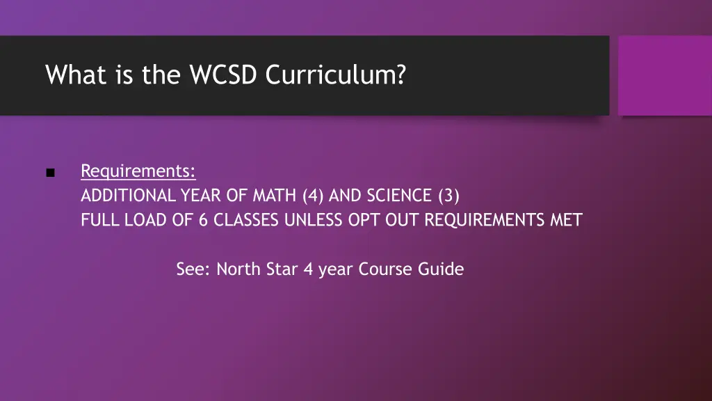 what is the wcsd curriculum