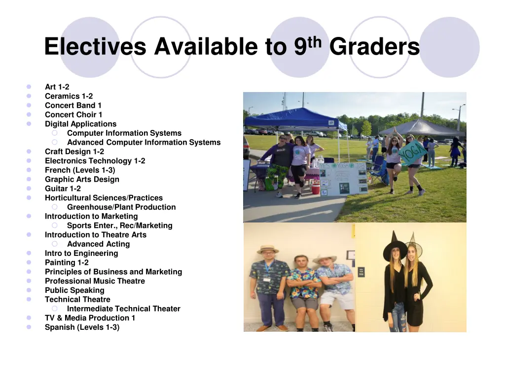 electives available to 9 th graders