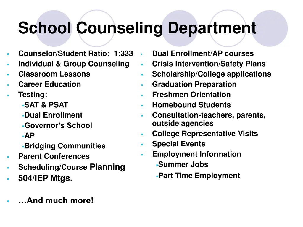 school counseling department