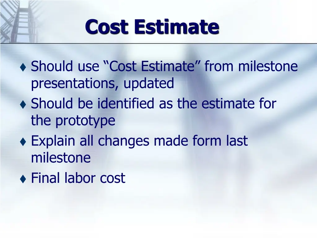 cost estimate