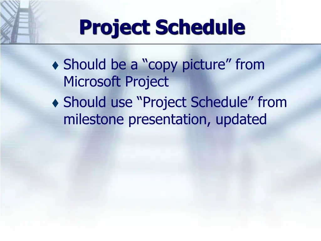 project schedule