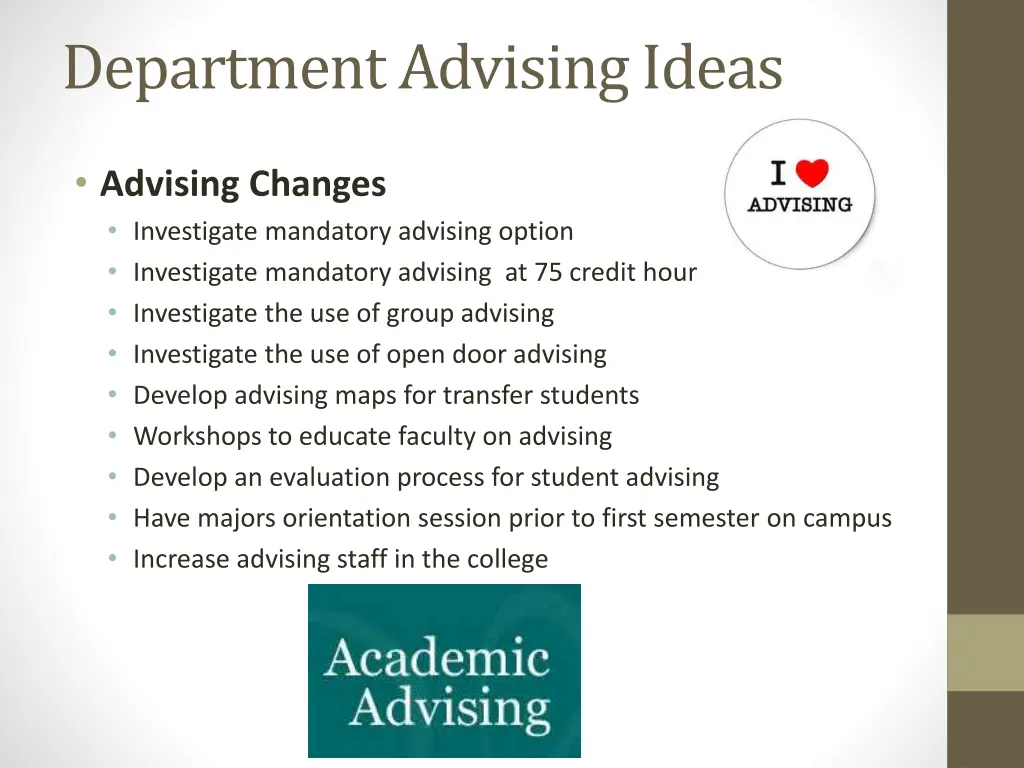 department advising ideas