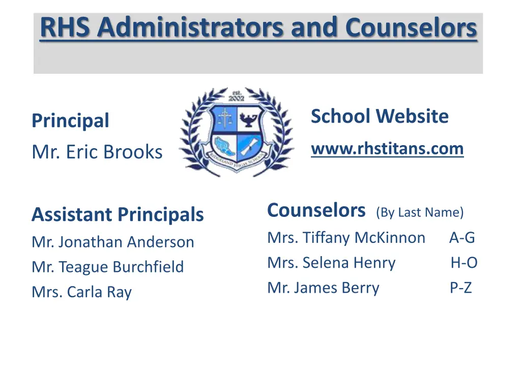 rhs administrators and counselors