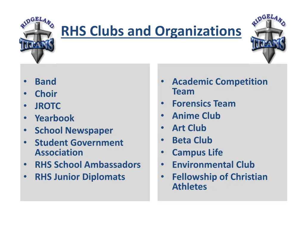 rhs clubs and organizations