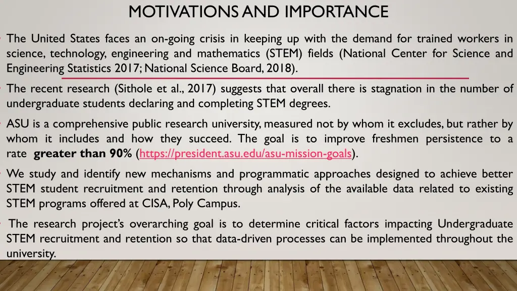 motivations and importance