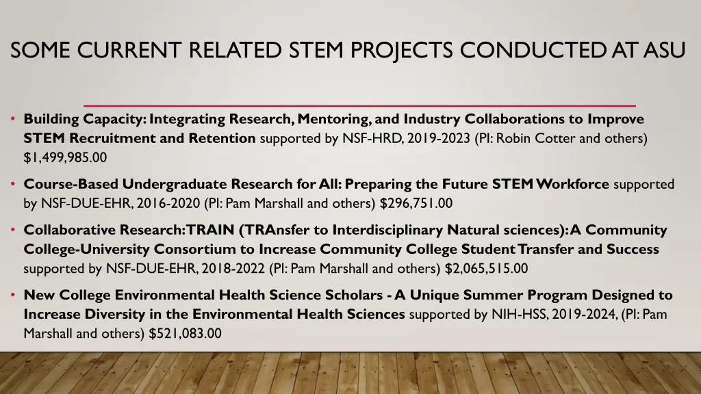 some current related stem projects conducted