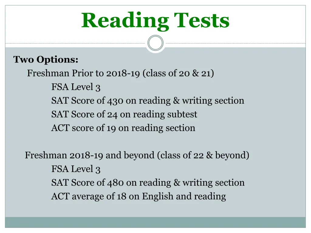 reading tests