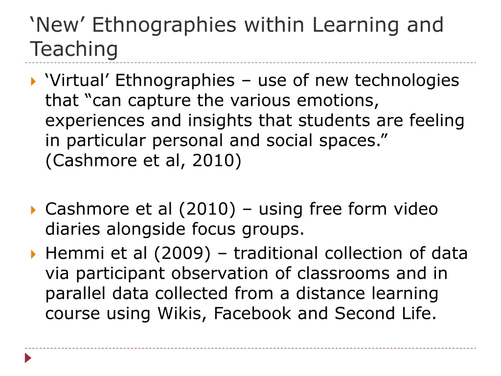 new ethnographies within learning and teaching