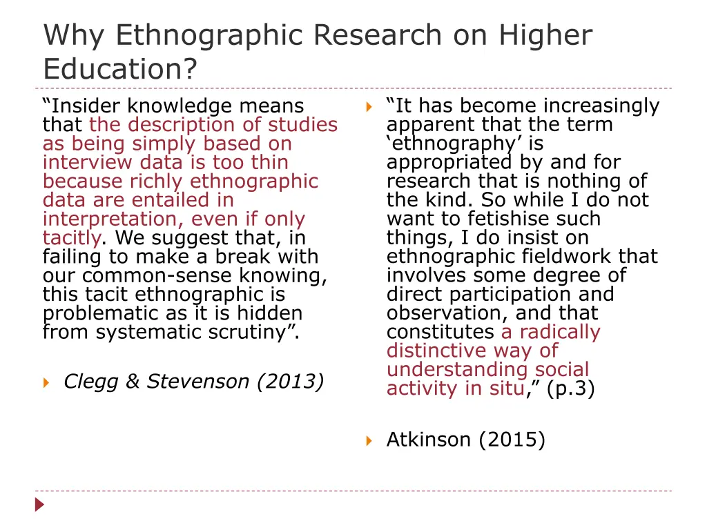 why ethnographic research on higher education