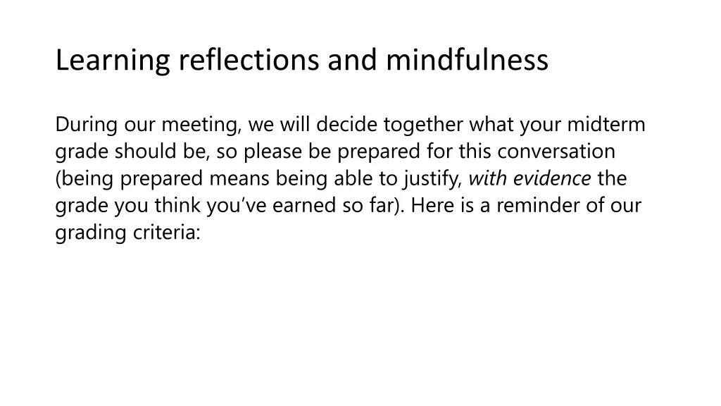 learning reflections and mindfulness